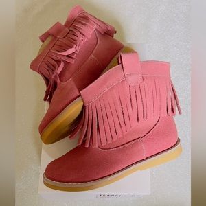 Elephantito girls pink suede fringe boot